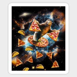 Galaxy Sloth Eating Pizza Taco In Space Sticker